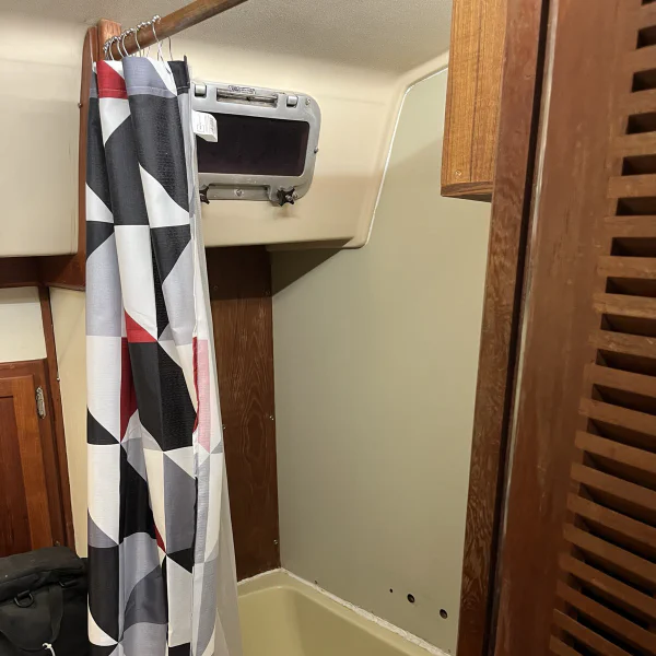 The head has a full shower!